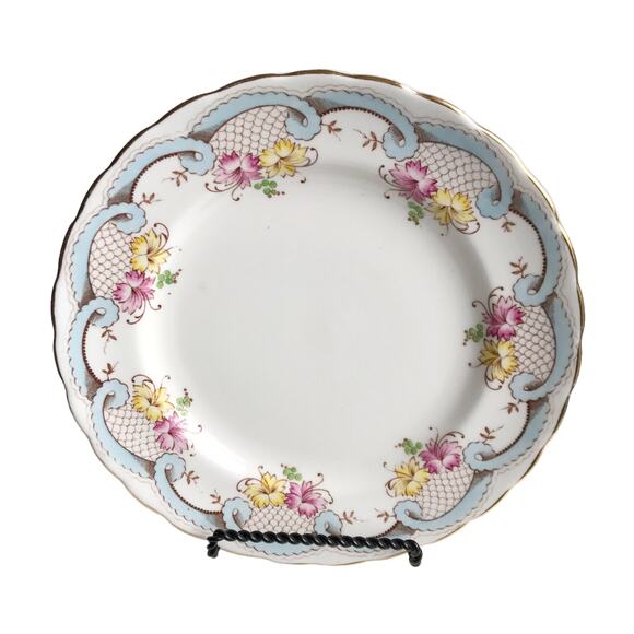 Vintage MCM Avalon Fine English Bone China Floral Dessert Plate Gold Trim C9048 - Picture 8 of 10